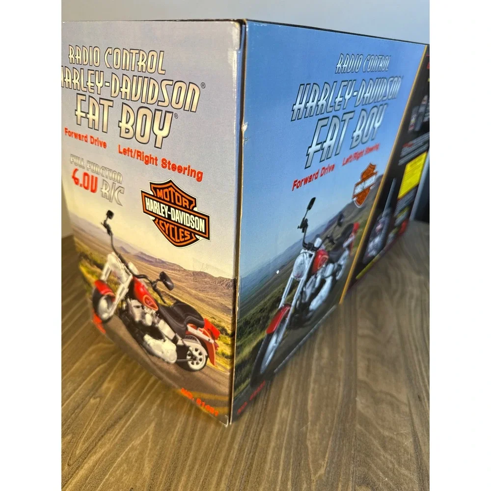 Vintage Harley Davidson New‎ Bright Fat Boy RC Motorcycle Toy Red 61431 Untested